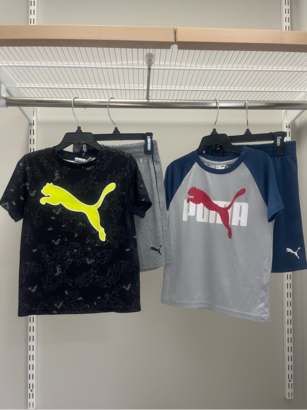 2 Sets: Boy’s Puma Kids Short Sleeve Tees and Matching Shorts—size 5